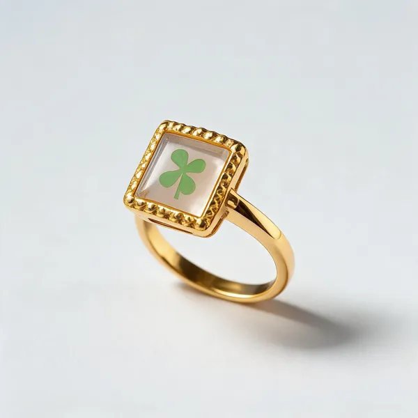 Green_Stainless_Steel_Clover_Statement_Ring_For_Women