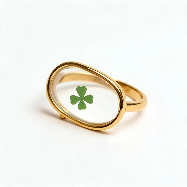Green_Stainless_Steel_Clover_Design_Ring_For_Women