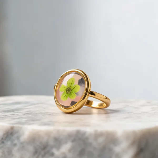 Green_Stainless_Steel_Floral_Ring_For_Women