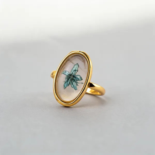 Green_Stainless_Steel_Resin_Floral_Ring_For_Women