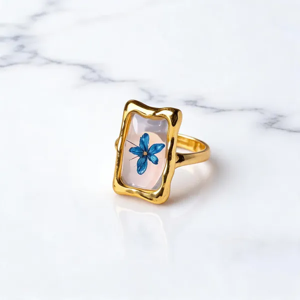 Green_Stainless_Steel_Blue_Floral_Statement_Ring_For_Women