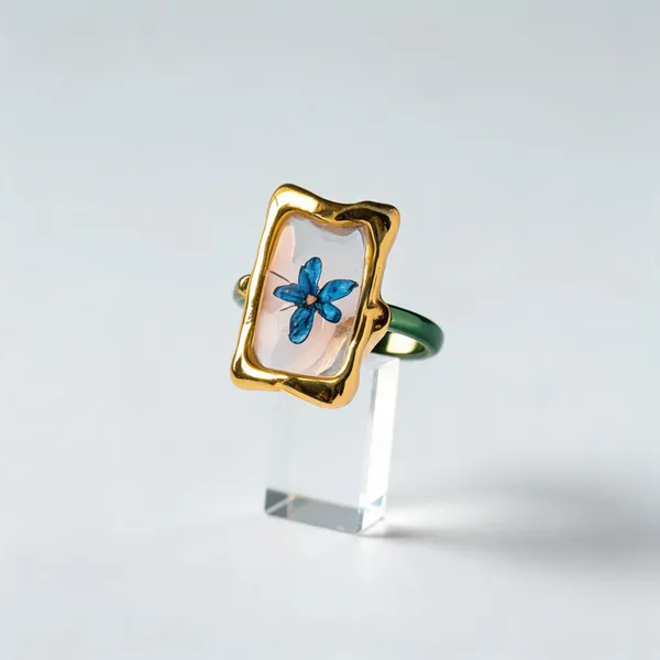 Green_Stainless_Steel_Blue_Floral_Statement_Ring_For_Women