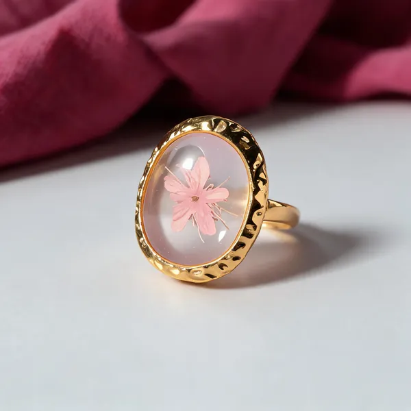 Gold_Stainless_Steel_Pink_Floral_Resin_Statement_Ring_For_Women