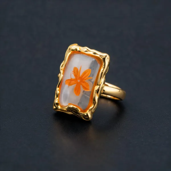 Green_Stainless_Steel_Orange_Floral_Brooch_Ring_For_Women