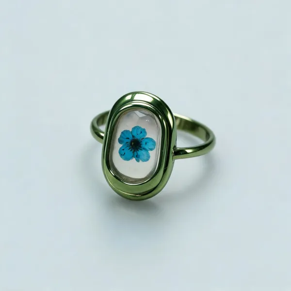 Green_Stainless_Steel_Floral_Oval_Ring_For_Women