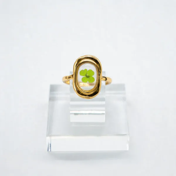 Green_Stainless_Steel_Oval_Floral_Ring_For_Women