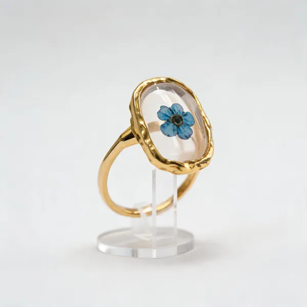 Green_Stainless_Steel_Floral_Ring_For_Women