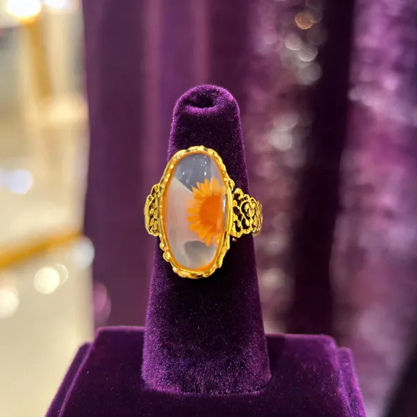 Gold_And_Orange_Stainless_Steel_Oval_Stone_Statement_Ring_For_Women