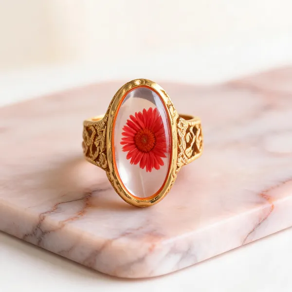 Gold_And_Red_Stainless_Steel_Floral_Ring_For_Women