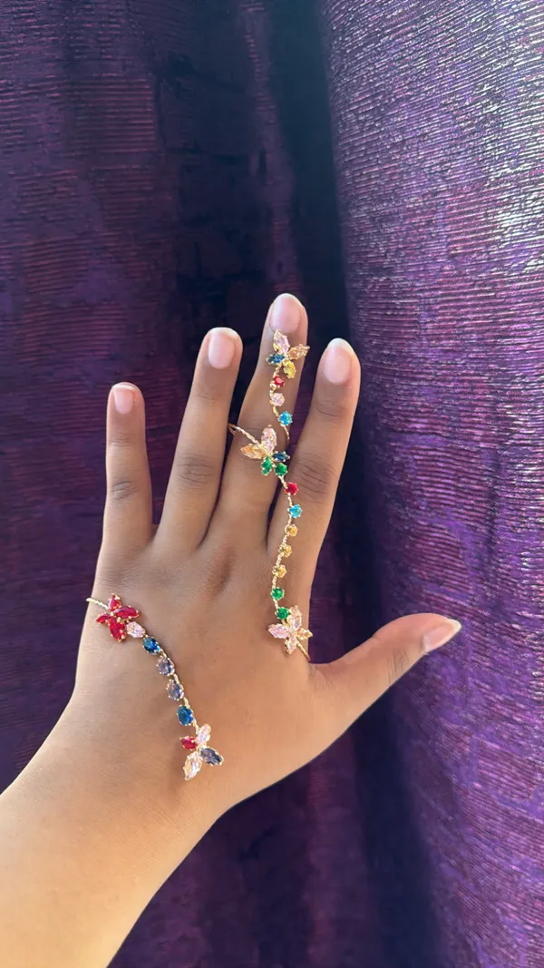 Multicolour_Stainless_Steel_Floral_Hand_Harness_For_Women