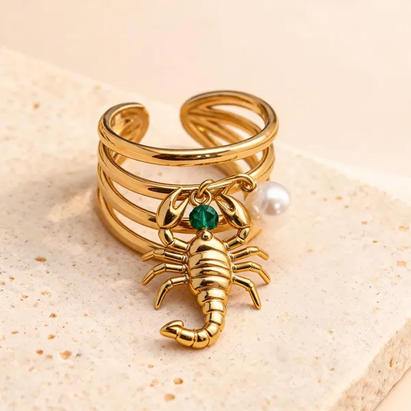 Green_Gold_Anti_Tarnish_Alloy_Scorpion_Charm_Ring_For_Women