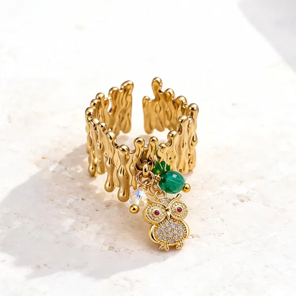 Green_Gold_Anti_Tarnish_Alloy_Owl_Charm_Cuff_Ring_For_Women