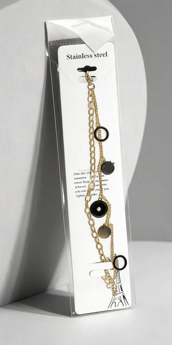 Gold_Black_Stainless_Steel_Layered_Charm_Bracelet_For_Women