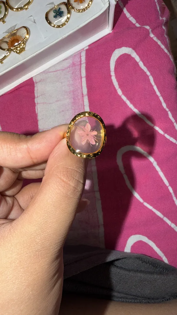 Gold_Stainless_Steel_Pink_Floral_Resin_Statement_Ring_For_Women