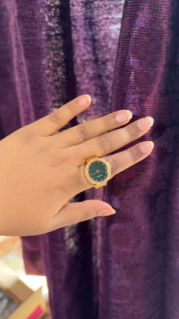 Gold_Green_Stainless_Steel_Green_Dial_Ring_Watch_For_Women