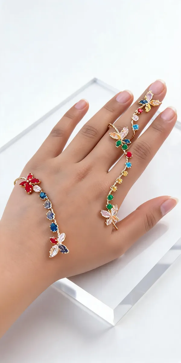 Multicolour_Stainless_Steel_Floral_Hand_Harness_For_Women
