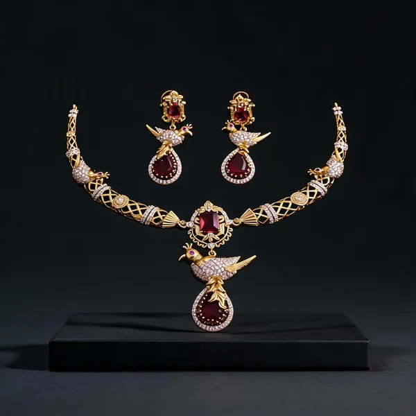 Ruby_Red_Ad_Alloy_Peacock_Hasli_Necklace_Set_For_Women