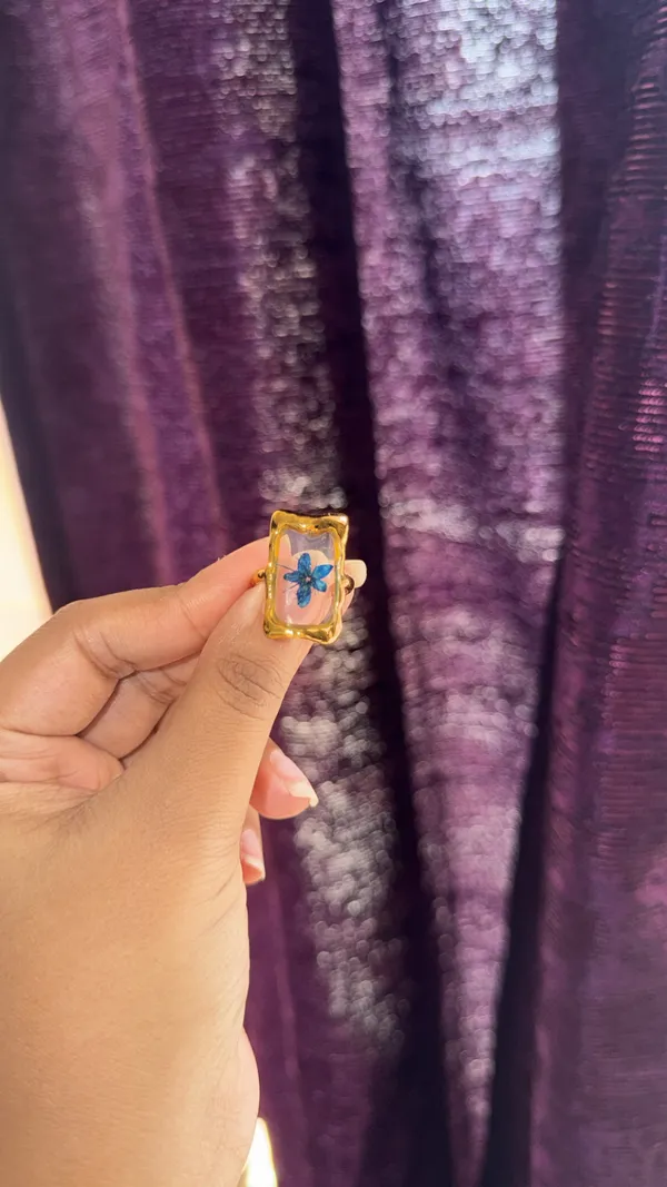 Green_Stainless_Steel_Blue_Floral_Statement_Ring_For_Women