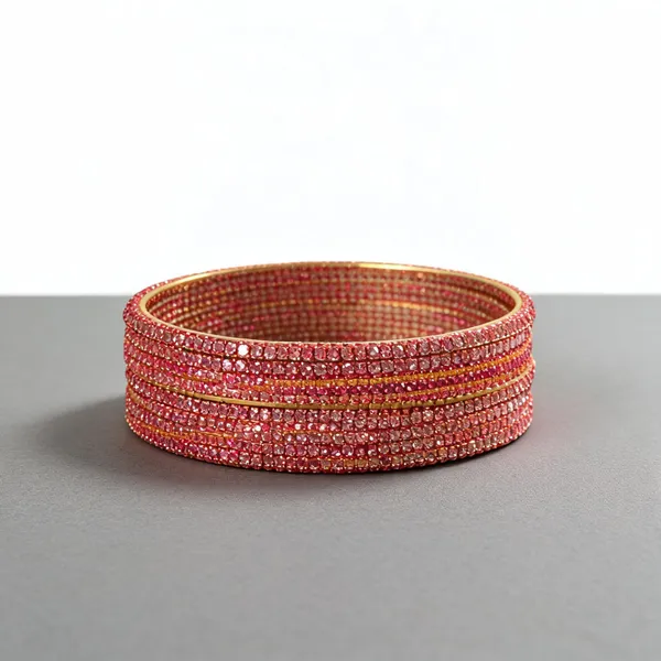 Pink_Embellished_Bangle_Bracelet_For_Women