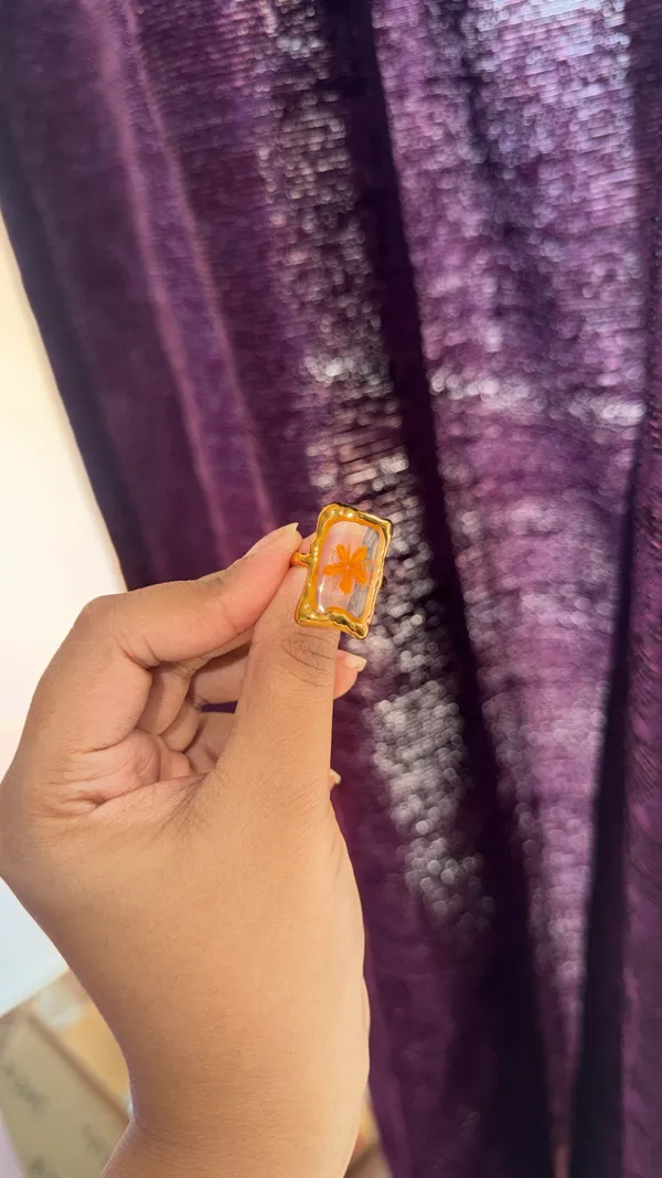 Green_Stainless_Steel_Orange_Floral_Brooch_Ring_For_Women