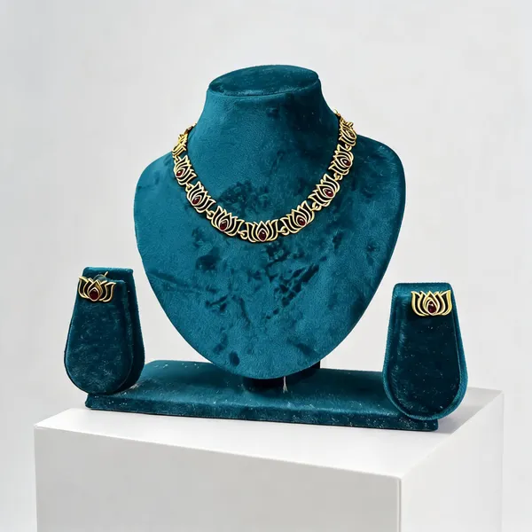 Dark_Pink_Brass_Traditional_Necklace_Set_For_Women
