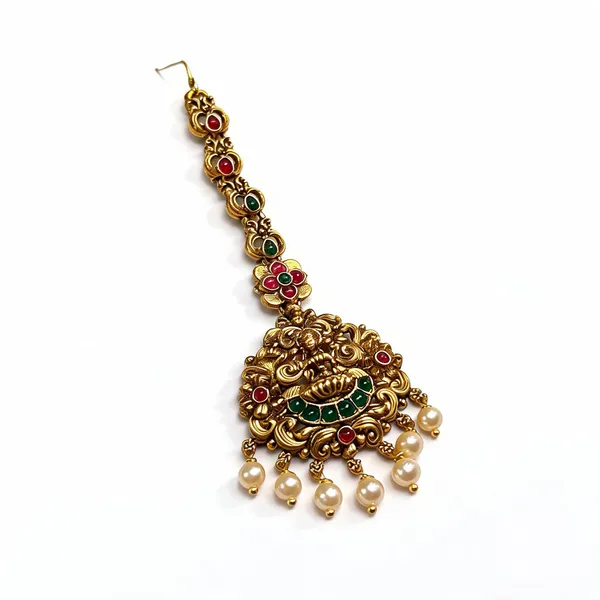 Green_Brass_Temple_Multicolour_Stone_Maang_Tikka_For_Women