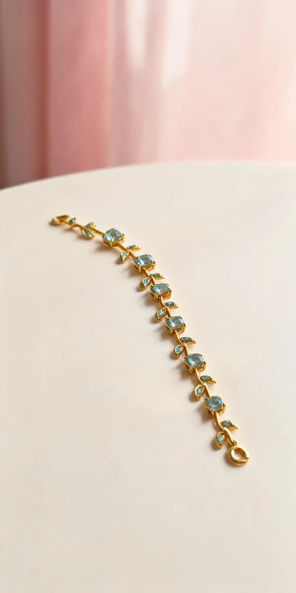 Light_Blue_Stainless_Steel_Floral_Bracelet_For_Women