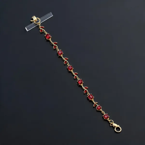 Red_Stainless_Steel_Stone_Link_Bracelet_For_Women