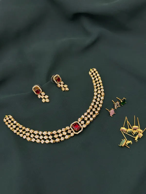 Multicolour_Ad_Alloy_Stone_Cluster_Necklace_Set_For_Women