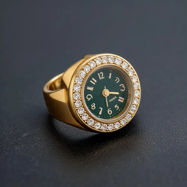 Gold_Green_Stainless_Steel_Green_Dial_Ring_Watch_For_Women