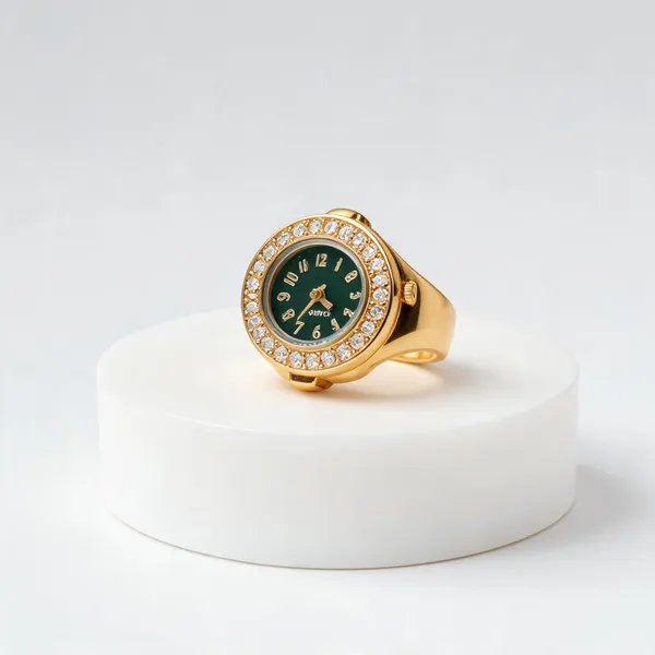Gold_Green_Stainless_Steel_Green_Dial_Ring_Watch_For_Women