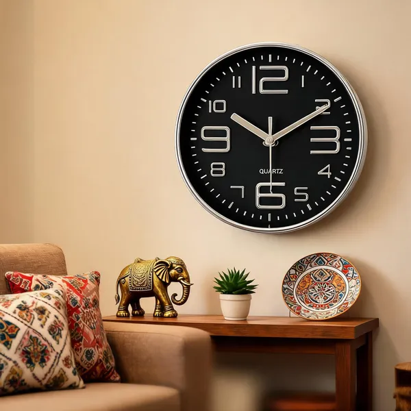 Metal_Modern_Black_Silver_Dial_Analog_Wall_Clock