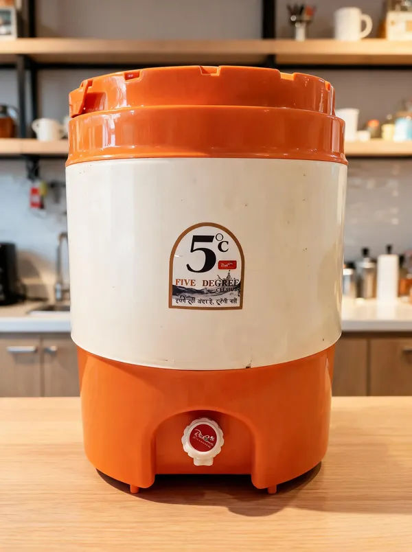 Plastic_Orange_Cylindrical_Water_Cooler_Dispenser_With_Tap