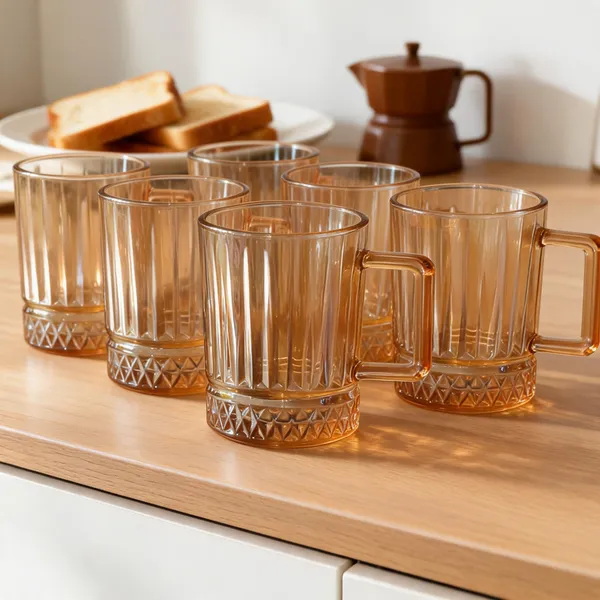 Glass_Modern_Ribbed_Amber_Coffee_Mug_Set_Of_6_210Ml