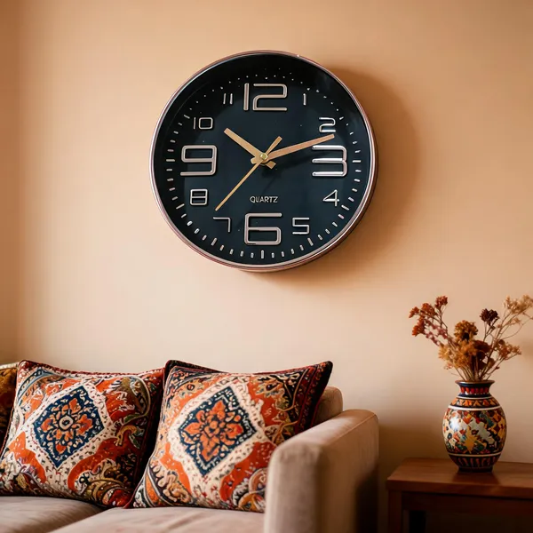 Metal_Modern_Silver_Gold_Tone_Dark_Dial_Wall_Clock