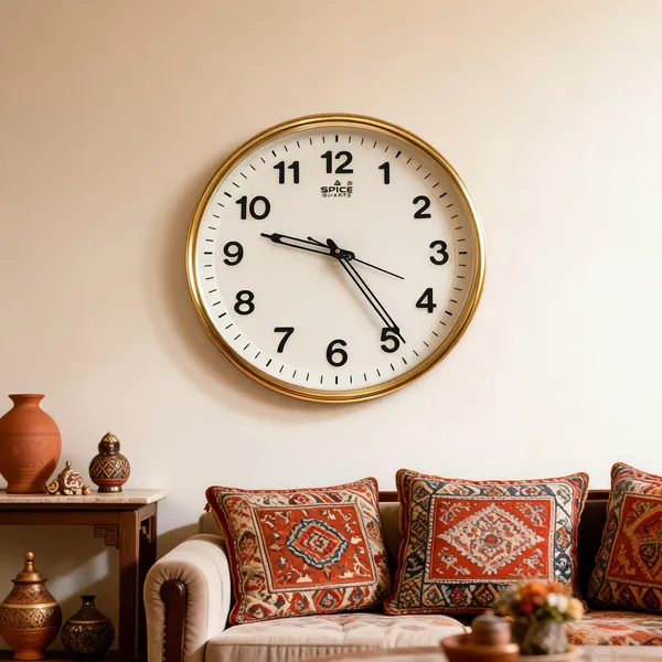 Metal_Classic_Gold_Tone_Round_Analog_Wall_Clock