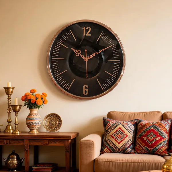 Metal_Modern_Rose_Gold_Tone_Black_Dial_Wall_Clock