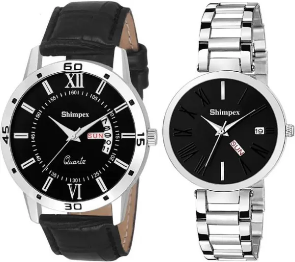Shimpex_Good_Quality__Watches_Black_Black_Metal_Genuine_Leather_Couple_Waterproof_With_A_One_Year_Warranty_Day_And_Date_Analog