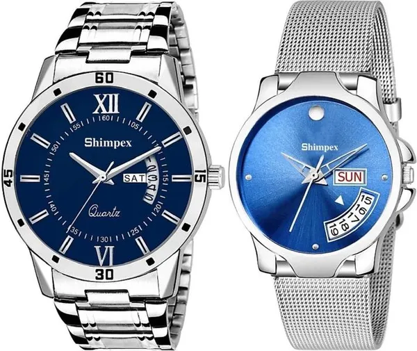 Premium_Watches_Blue_Stainless_Steel_Men_&_Women_Waterproof_With_A_One_Year_Warranty_Day_And_Date_Analog