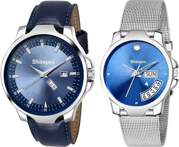 Premium_Watches_Blue_Stainless_Steel_Genuine_Leather_Men_&_Women_Waterproof_With_A_One_Year_Warranty_Day_And_Date_Analog