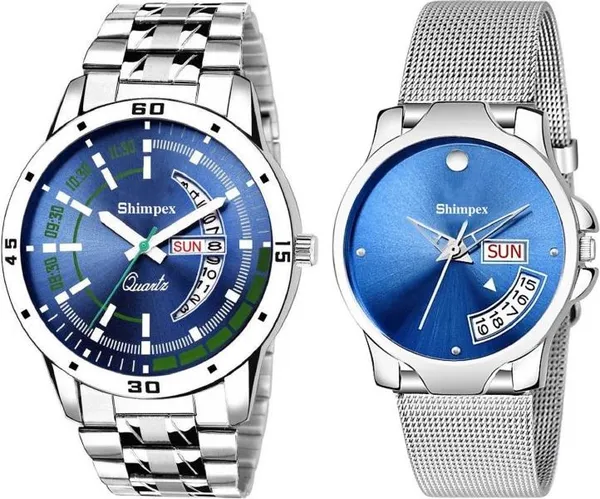 Premium_Watches_Blue_Stainless_Steel_Men_&_Women_Waterproof_With_A_One_Year_Warranty_Day_And_Date_Analog
