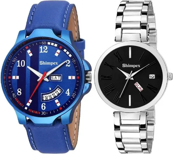 Premium_Watches_Black_Blue_Metal_Genuine_Leather_Couple_Waterproof_With_A_One_Year_Warranty_Day_And_Date_Analog