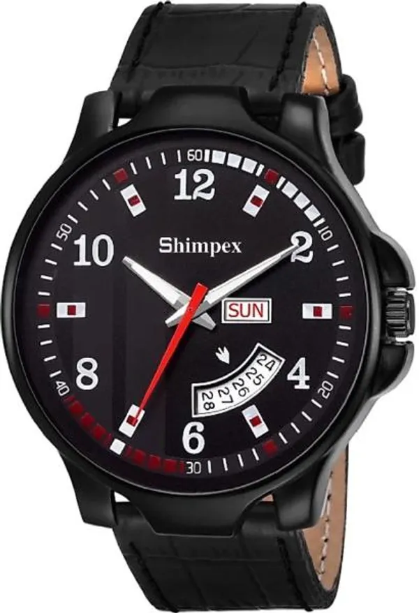 Premium_Watches_Black_Genuine_Leather_Men_Waterproof_With_A_One_Year_Warranty_Day_And_Date_Analog