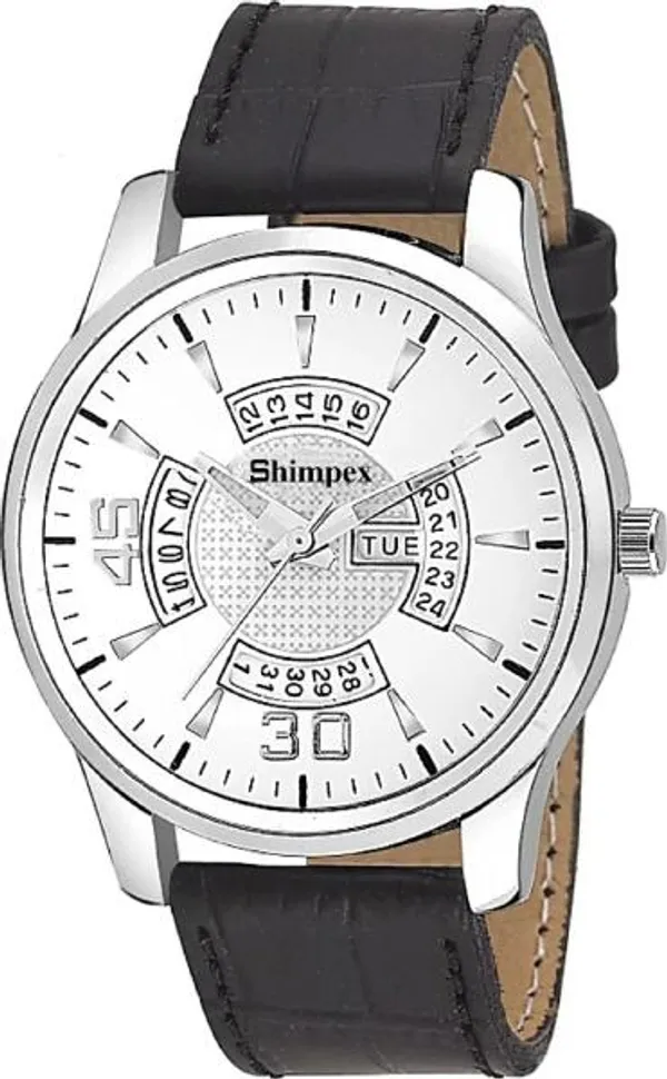 Premium_Watches_Black_Genuine_Leather_Boys_Waterproof_With_A_One_Year_Warranty_Day_And_Date_Analog