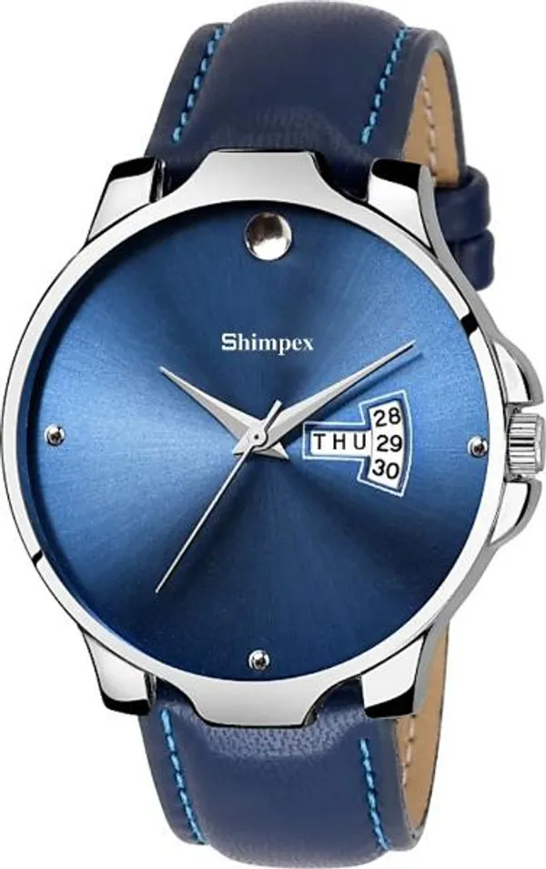 Premium_Watches_Blue_Genuine_Leather_Boys_Waterproof_With_A_One_Year_Warranty_Day_And_Date_Analog
