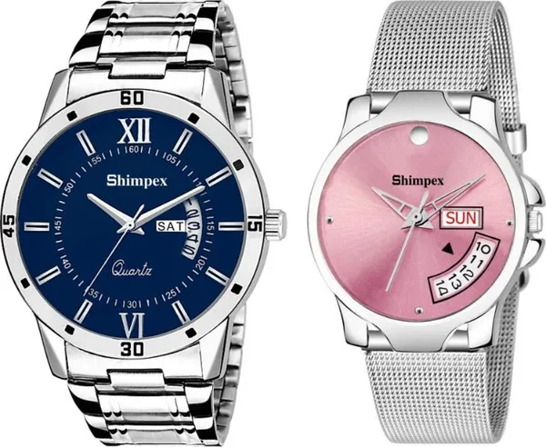Premium_Watches_Blue_Pink_Metal_Men_&_Women_Waterproof_With_A_One_Year_Warranty_Day_And_Date_Analog