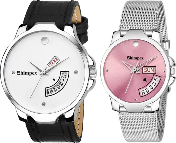 Premium_Watches_White_Genuine_Leather_Couple_Waterproof_With_A_One_Year_Warranty_Day_And_Date_Analog