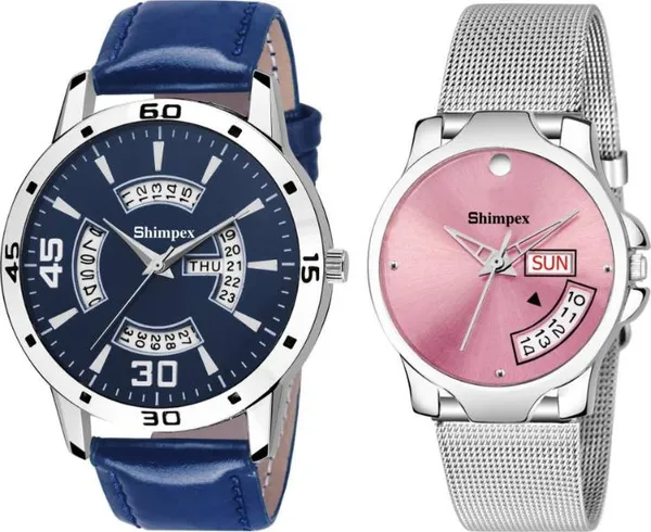Premium_Watches_Blue_Plastic_Couple_Waterproof_With_A_One_Year_Warranty_Day_And_Date_Analog