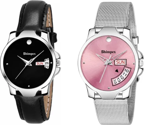 Premium_Watches_Black_Genuine_Leather_Girls_Waterproof_With_A_One_Year_Warranty_Day_And_Date_Analog