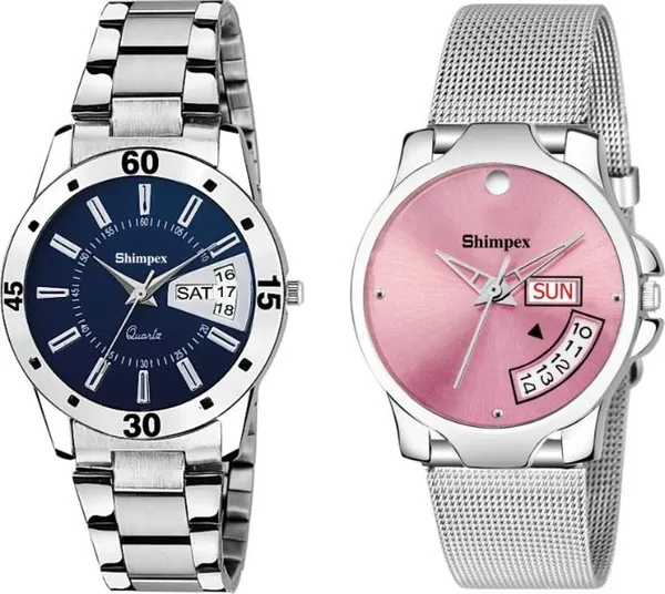 Premium_Watches_Blue_Metal_Couple_Waterproof_With_A_One_Year_Warranty_Day_And_Date_Analog